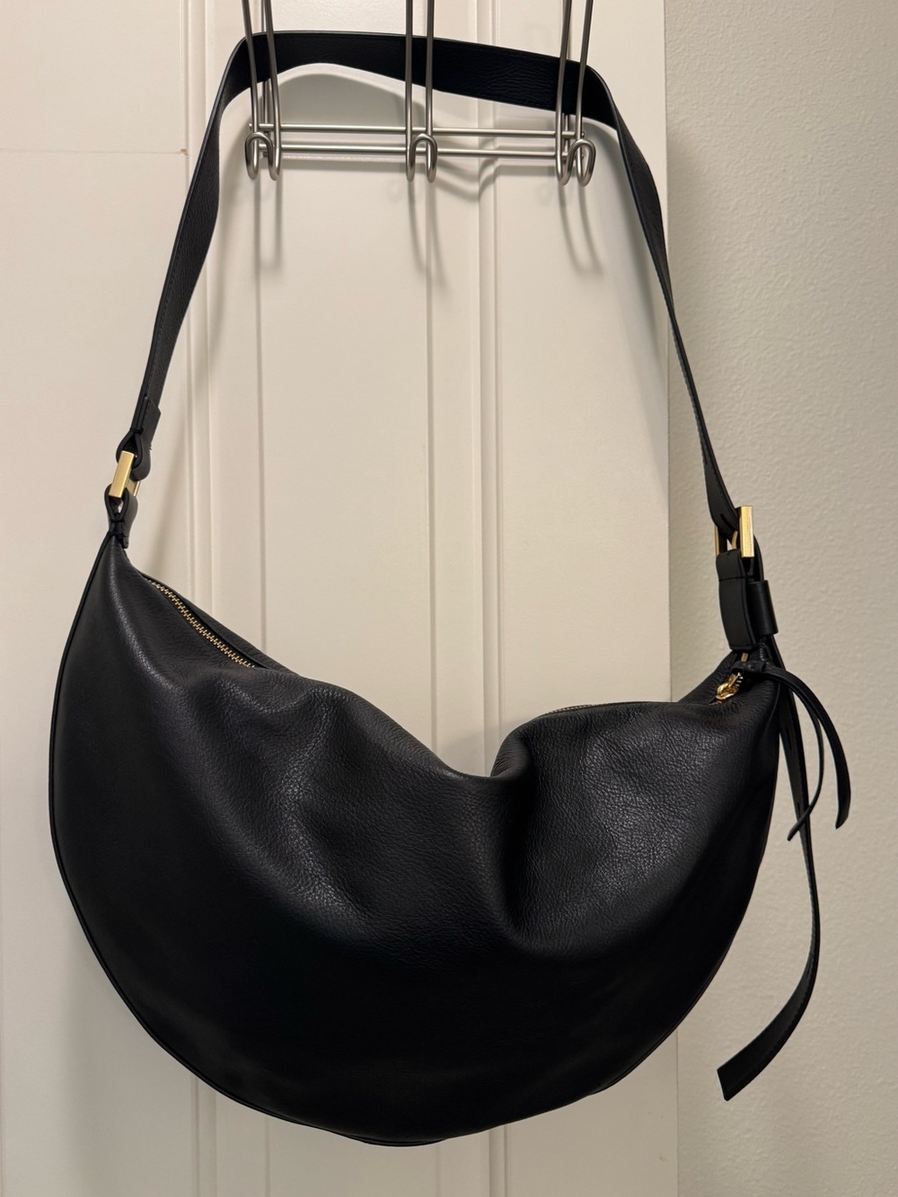 All Saints Half Moon Leather Crossbody Bag